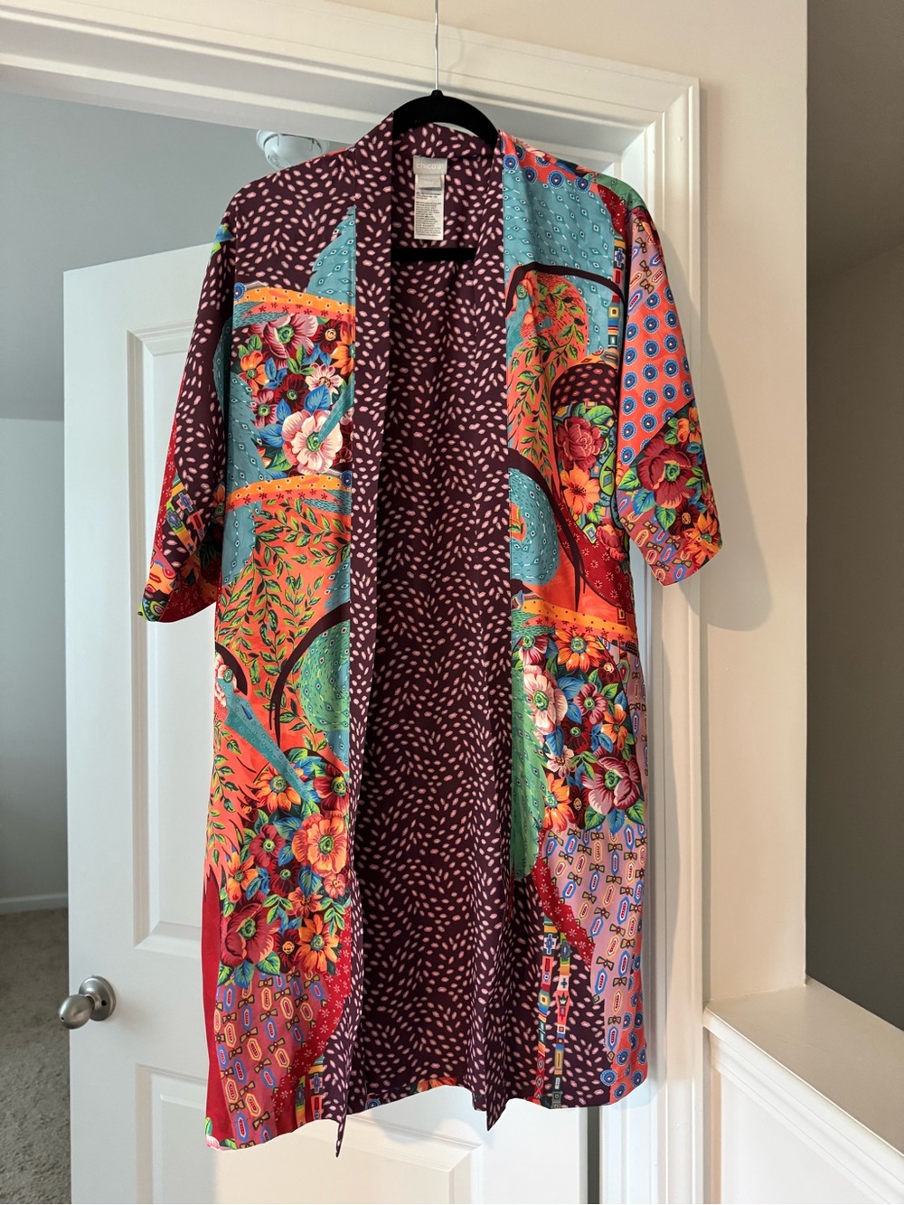 Chico's Multicolor Floral Patchwork Kimono Jacket